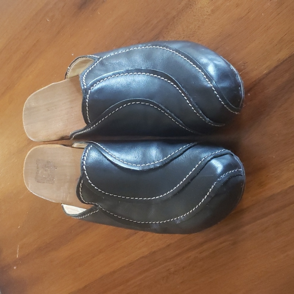 Woody Sofia Antico Nero Black Leather clogs mules 42